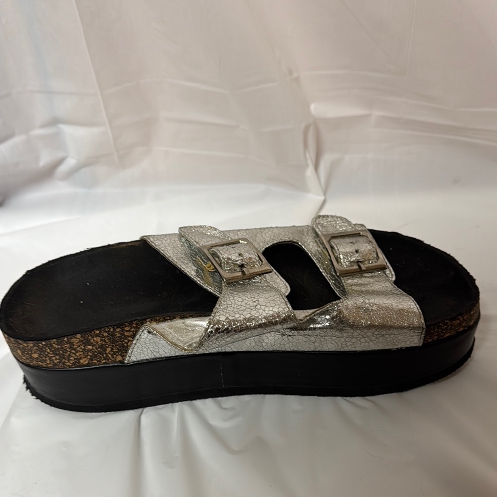 Silver Platform Slide Sandals - image 5